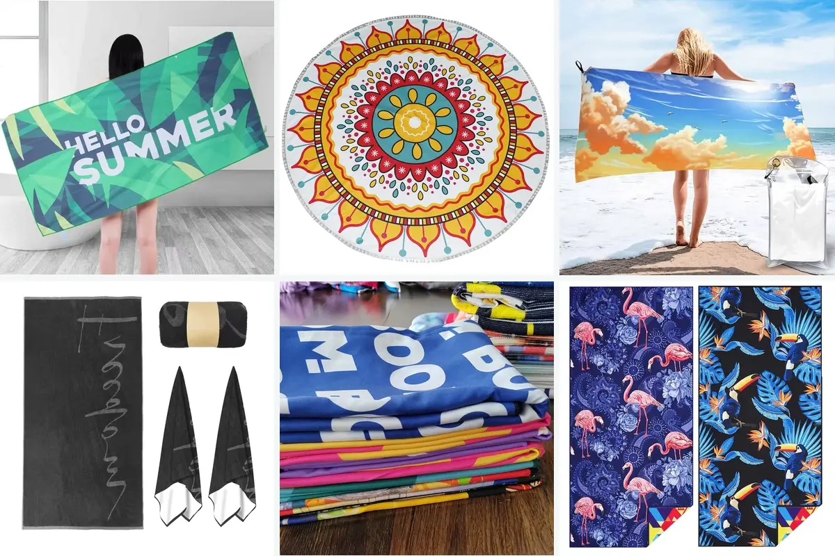Beach towel print examples with full-color, detailed and repeat artwork