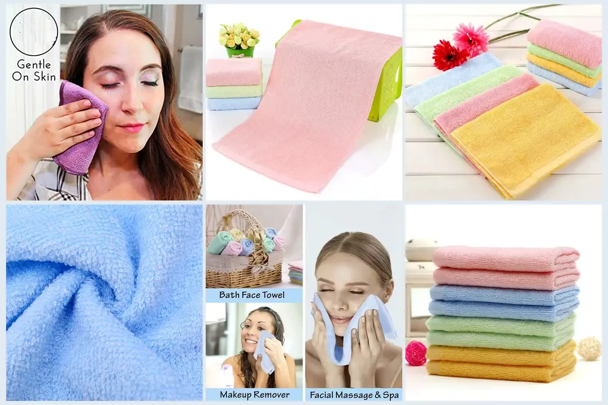 Face towel samples showing soft materials, absorbent surfaces, and skincare use options