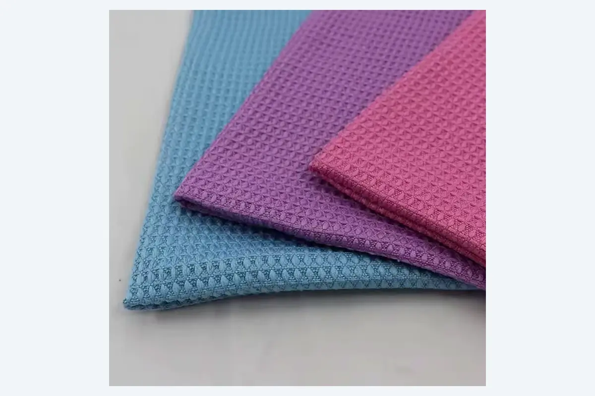 Waffle weave face towels showing the textured grid surface