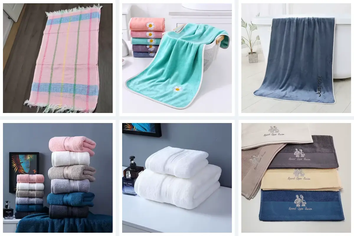 Hand towel size and display references for folded, stacked and hanging formats