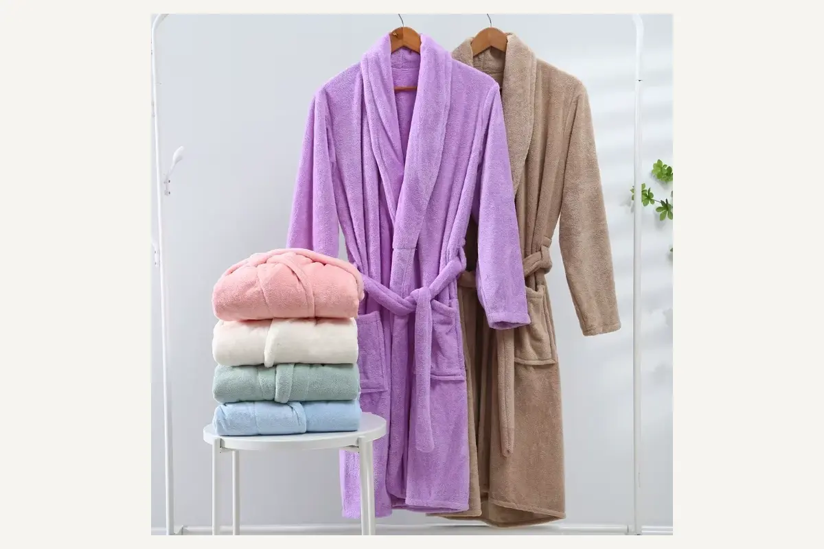 Pastel salon and wellness towels displayed with coordinating spa robes