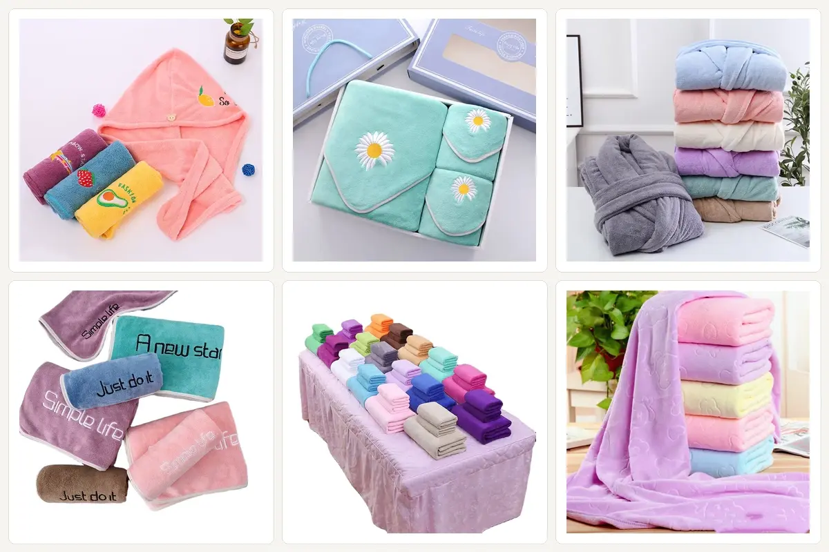 Coordinated pastel and neutral spa towel color groups for different services