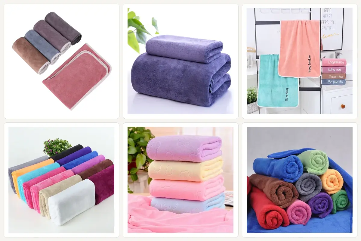 Spa towels in compact, hand, body, and large treatment sizes with varied surface feel