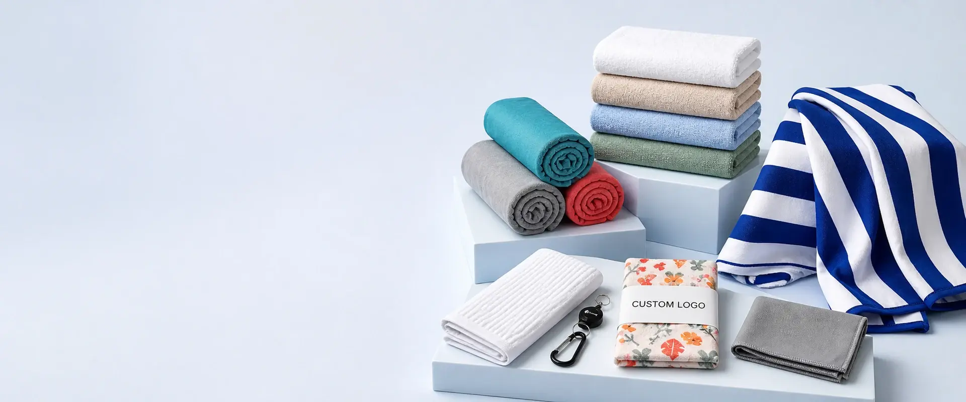 Wholesale custom towel collection with bath, beach, gym, golf and kitchen towels