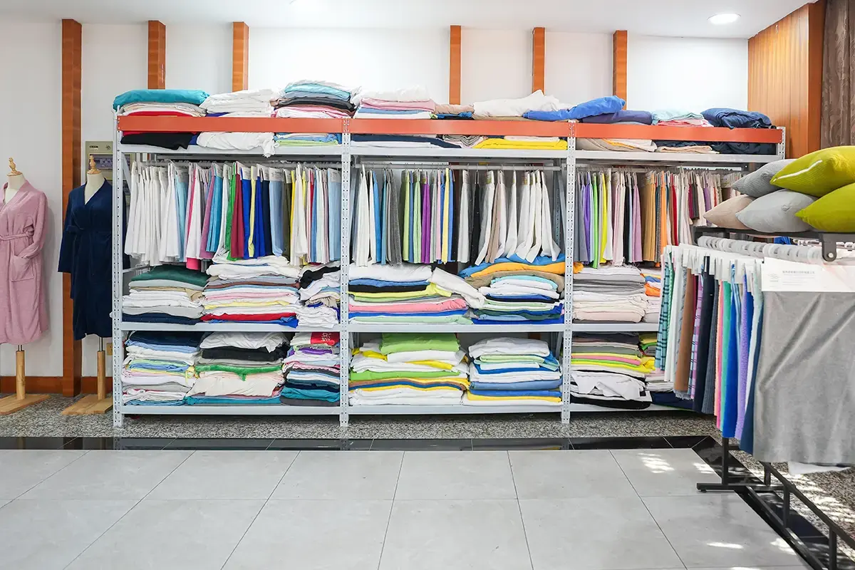 Towel fabric and finished samples arranged for material, GSM, and construction review