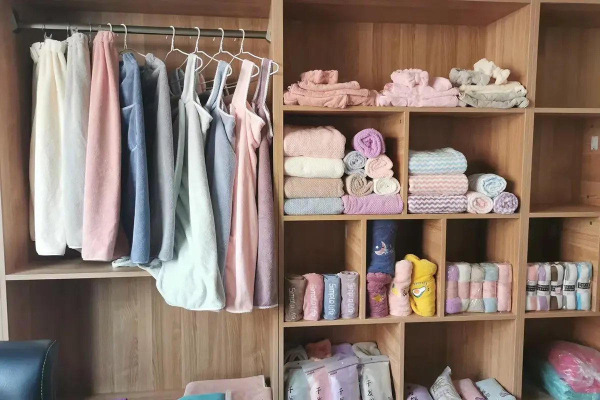 Soft neutral towel samples displayed for bamboo-cotton blend review