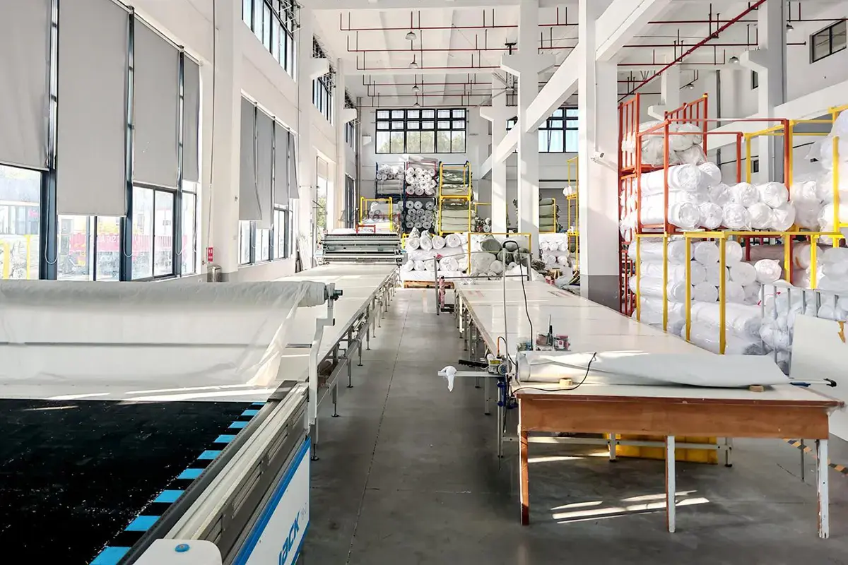 Organized towel production area where process inputs can be tracked by production stage